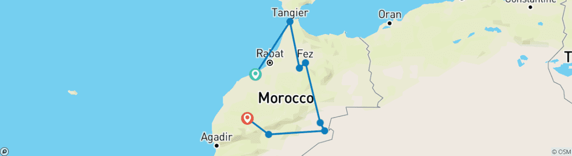 Karte mit der Reiseroute