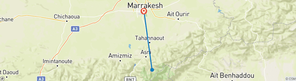 Foto van een kaart met de route van de rondreis