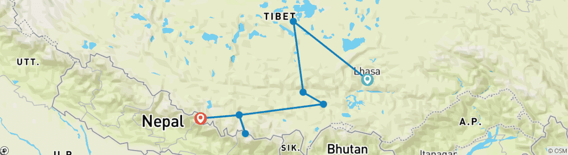 Foto van een kaart met de route van de rondreis