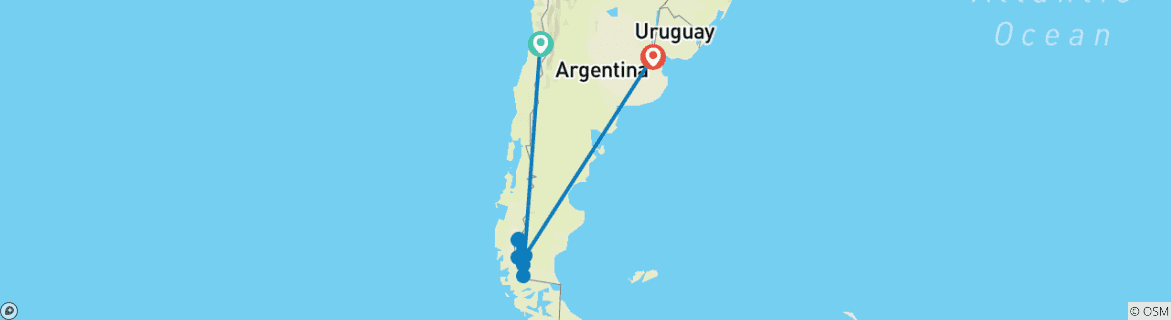 Image d'une carte montrant l'itinéraire du circuit