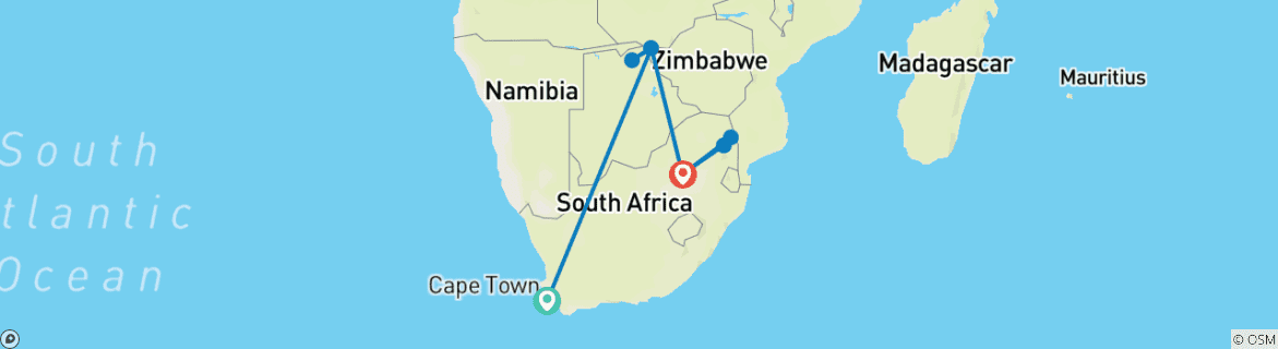 Image d'une carte montrant l'itinéraire du circuit