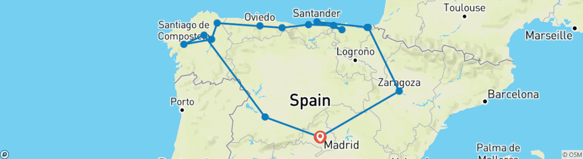 Image d'une carte montrant l'itinéraire du circuit