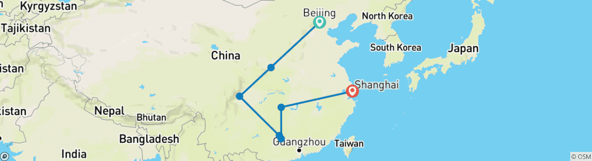 Foto van een kaart met de route van de rondreis