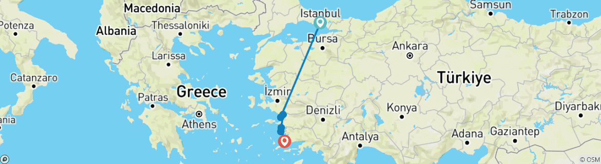 Image d'une carte montrant l'itinéraire du circuit