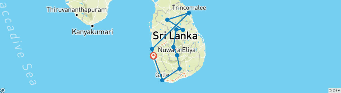 Karte mit der Reiseroute