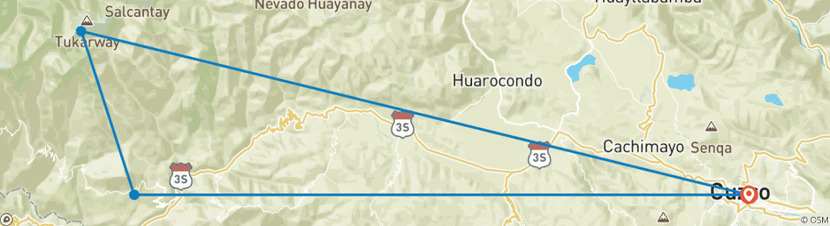 Image d'une carte montrant l'itinéraire du circuit