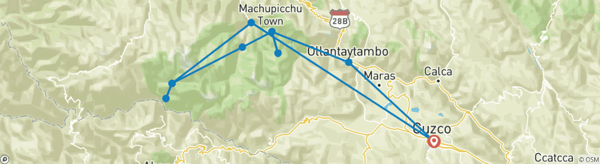 Image d'une carte montrant l'itinéraire du circuit