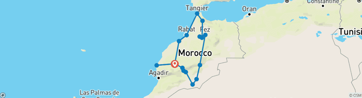 Karte mit der Reiseroute