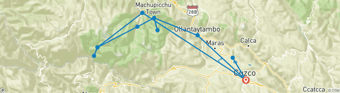 Image d'une carte montrant l'itinéraire du circuit