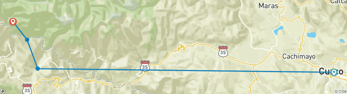 Image d'une carte montrant l'itinéraire du circuit