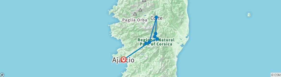 Map of Mountains & Villages of Corsica