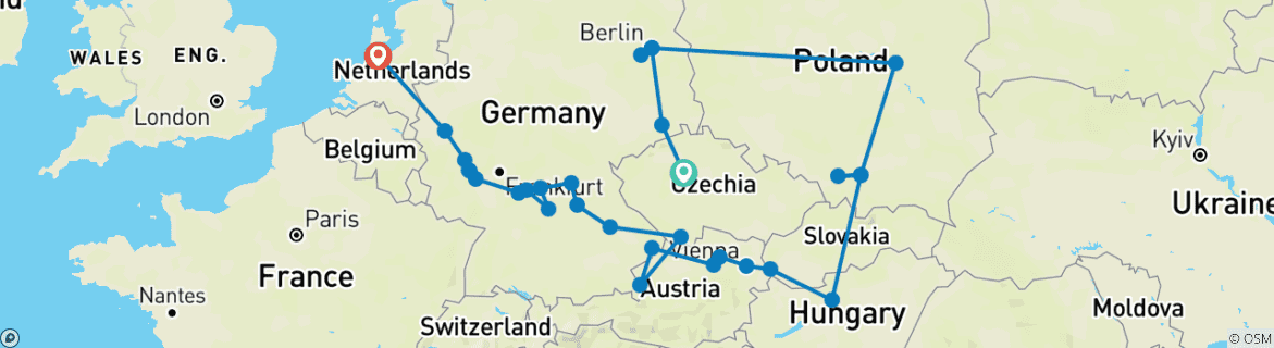 Karte mit der Reiseroute