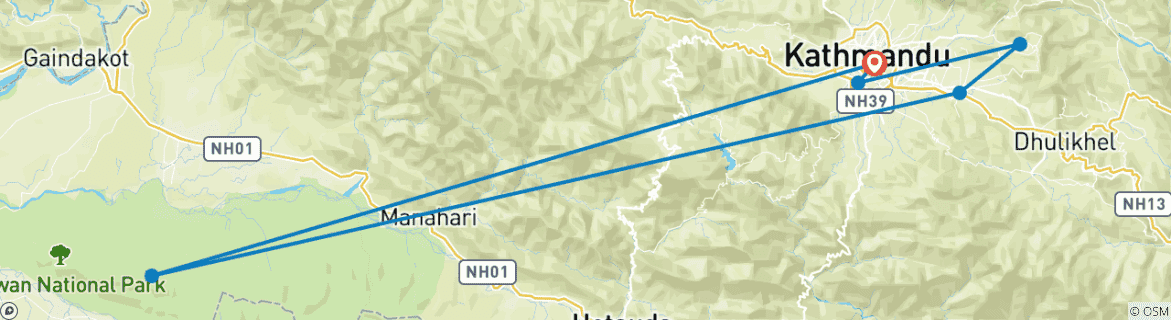 Karte mit der Reiseroute