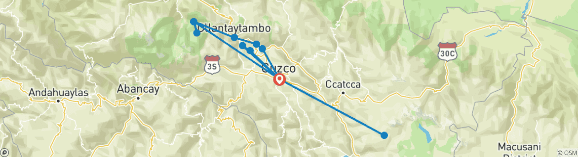 Image d'une carte montrant l'itinéraire du circuit