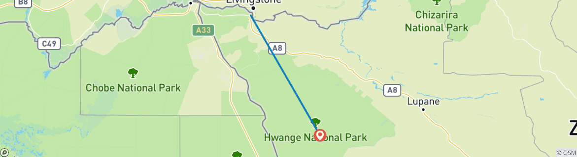 Image d'une carte montrant l'itinéraire du circuit