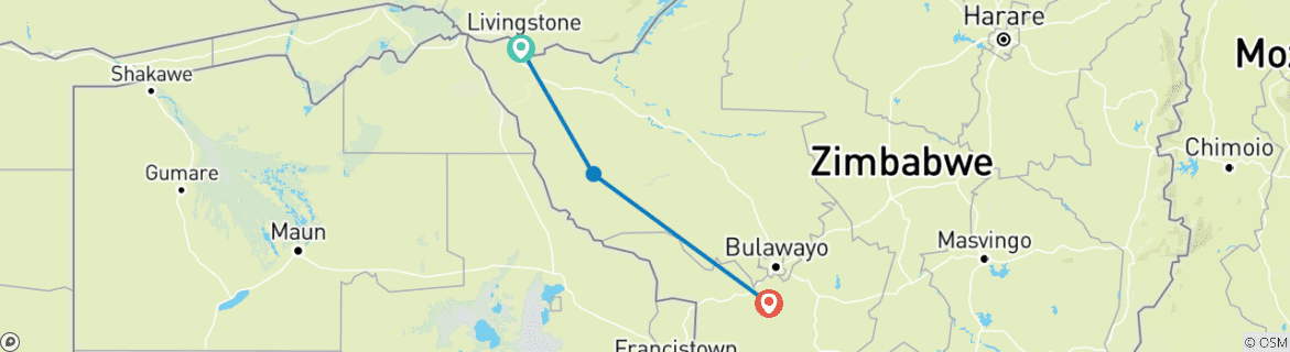 Image d'une carte montrant l'itinéraire du circuit