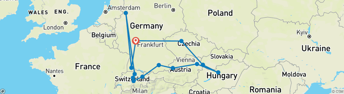 Image d'une carte montrant l'itinéraire du circuit