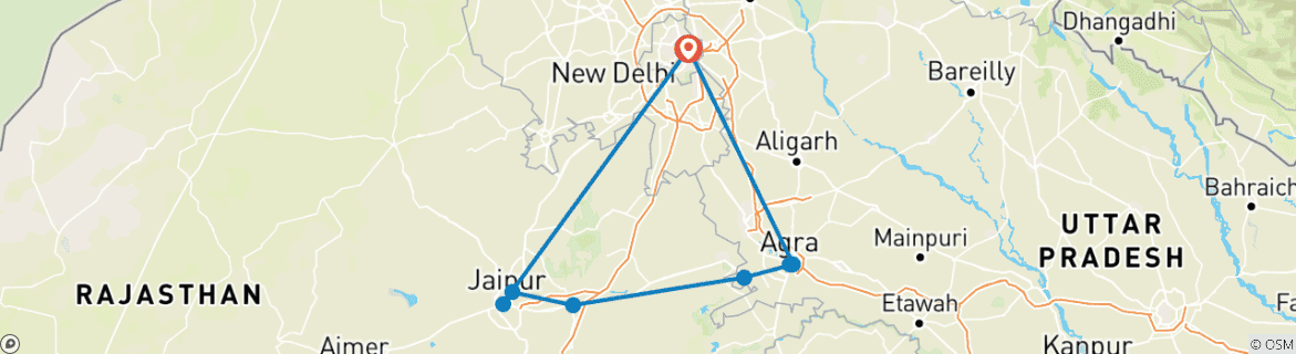 Image d'une carte montrant l'itinéraire du circuit