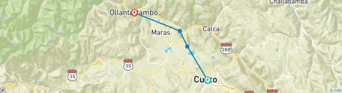 Image d'une carte montrant l'itinéraire du circuit