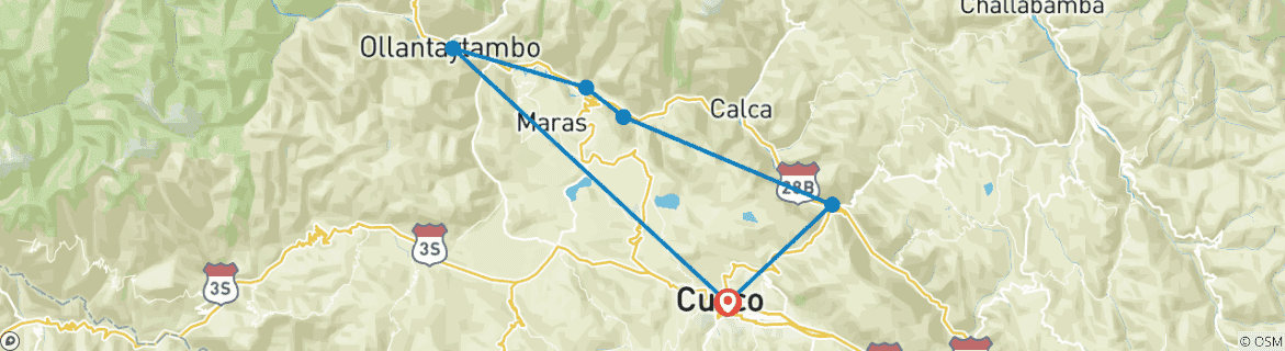 Image d'une carte montrant l'itinéraire du circuit