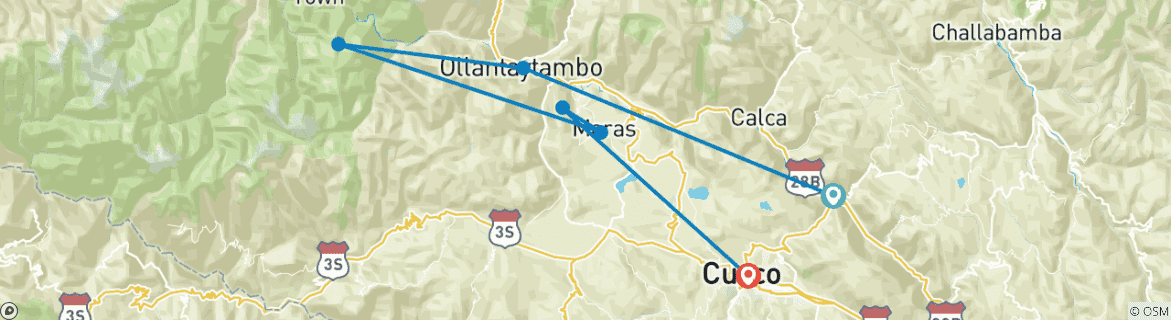 Image d'une carte montrant l'itinéraire du circuit