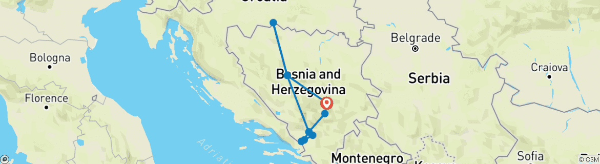 Image d'une carte montrant l'itinéraire du circuit