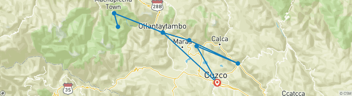 Image d'une carte montrant l'itinéraire du circuit