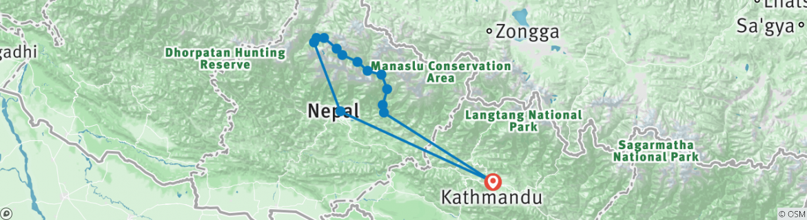 Carte du circuit De l'Annapurna à Chitwan : Promenades et faune