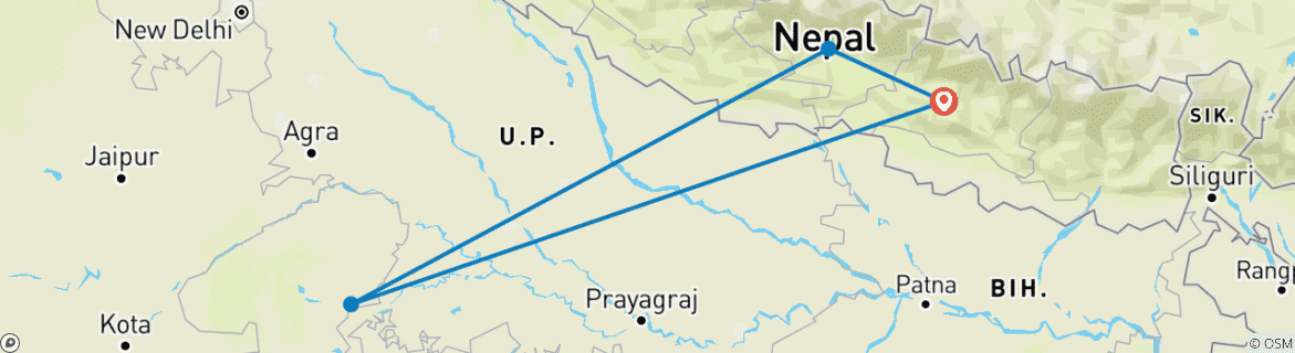 Carte du circuit Circuit d'aventure au Népal - 7 jours