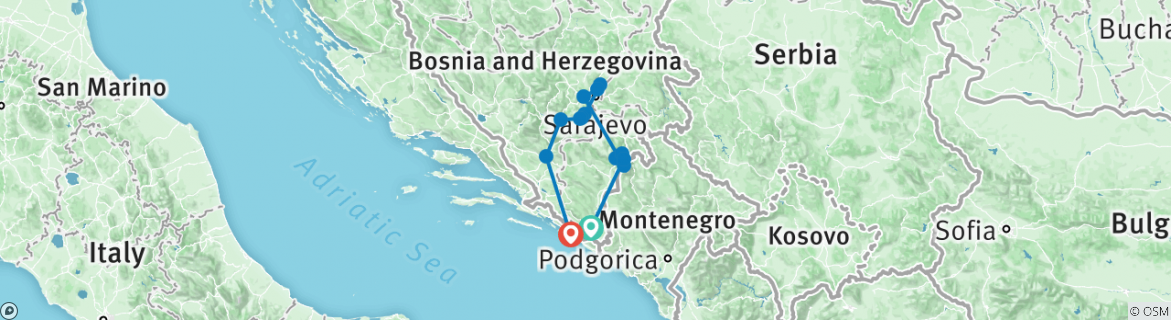 Map of Walking in Bosnia & Herzegovina