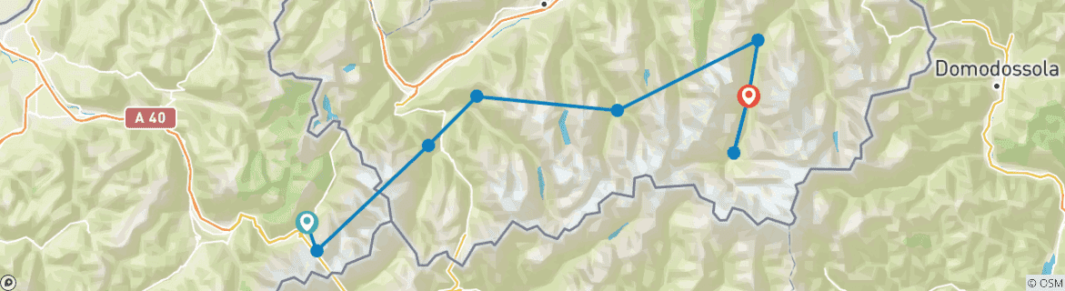 Carte du circuit Du Mont Blanc au Cervin