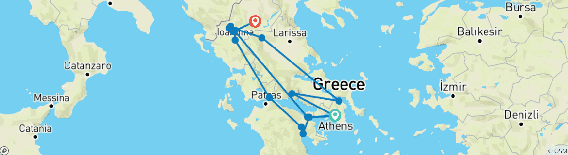 Image d'une carte montrant l'itinéraire du circuit