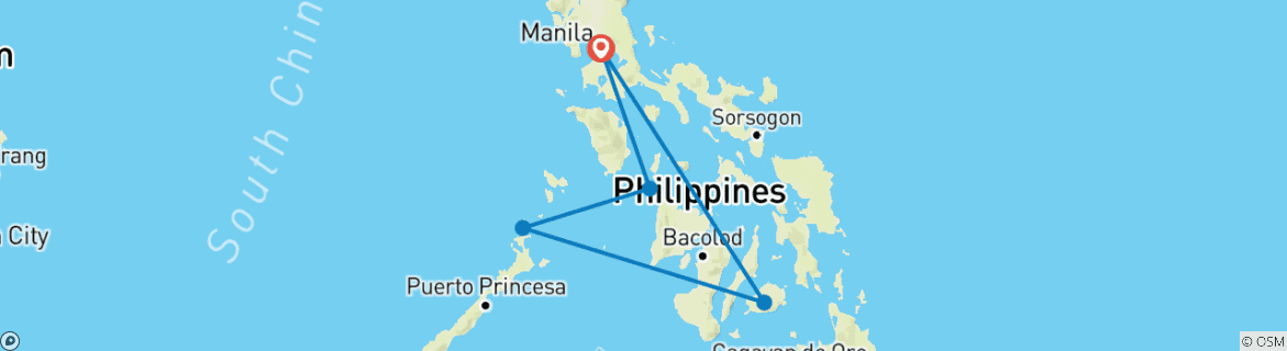 Image d'une carte montrant l'itinéraire du circuit