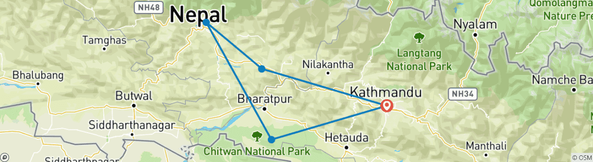 Image d'une carte montrant l'itinéraire du circuit