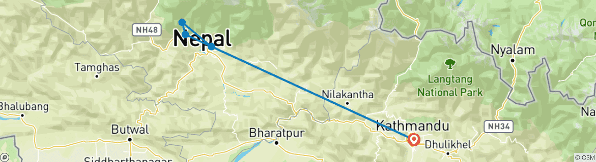 Karte mit der Reiseroute