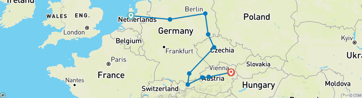 Image d'une carte montrant l'itinéraire du circuit