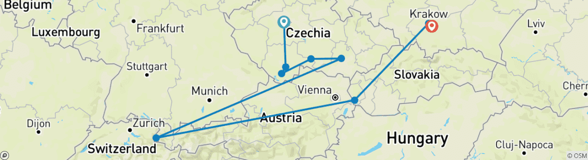 Image d'une carte montrant l'itinéraire du circuit