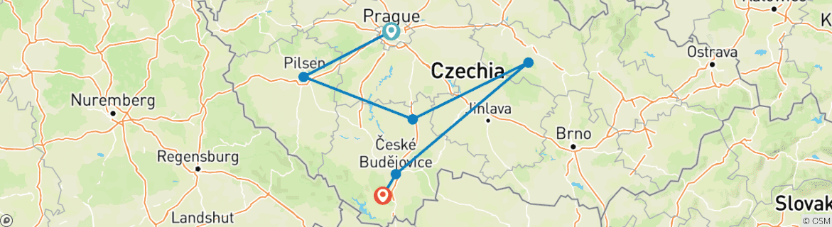 Image d'une carte montrant l'itinéraire du circuit