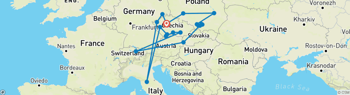 Image d'une carte montrant l'itinéraire du circuit