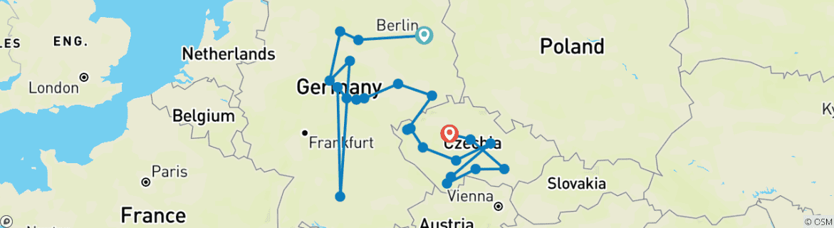 Foto van een kaart met de route van de rondreis