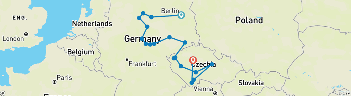 Foto van een kaart met de route van de rondreis