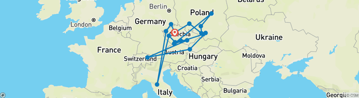 Image d'une carte montrant l'itinéraire du circuit