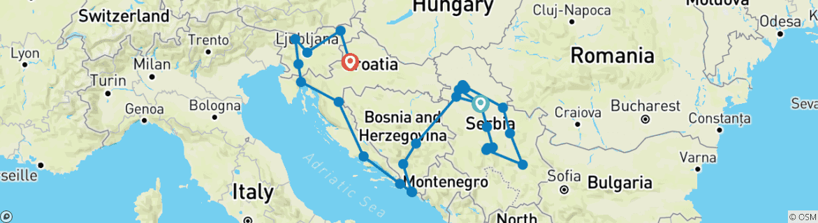 Foto van een kaart met de route van de rondreis