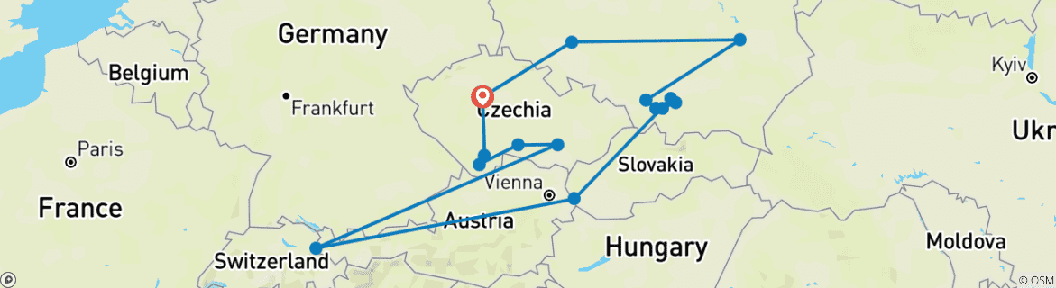 Image d'une carte montrant l'itinéraire du circuit