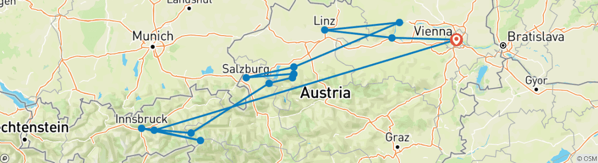 Image d'une carte montrant l'itinéraire du circuit