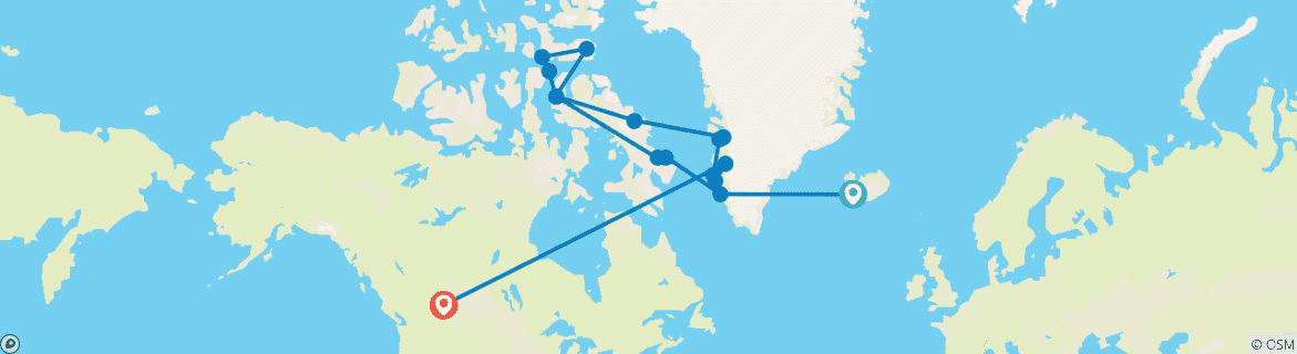 Image d'une carte montrant l'itinéraire du circuit