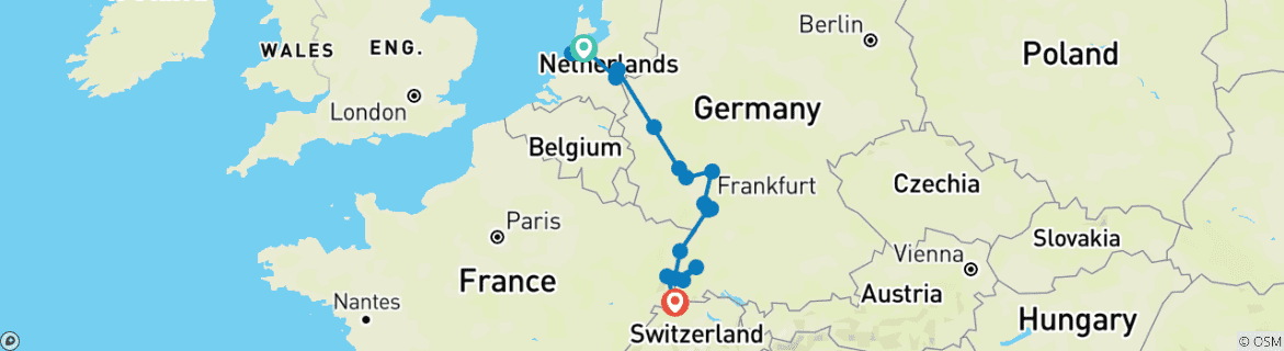 Carte du circuit Réflexions sur le Rhin (direction sud) 2027
