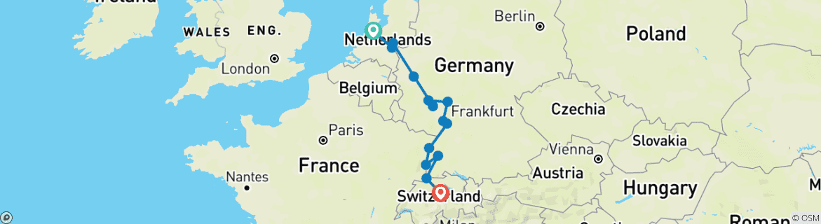 Image d'une carte montrant l'itinéraire du circuit