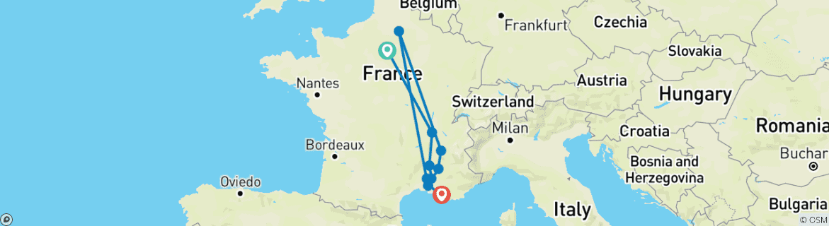 Image d'une carte montrant l'itinéraire du circuit