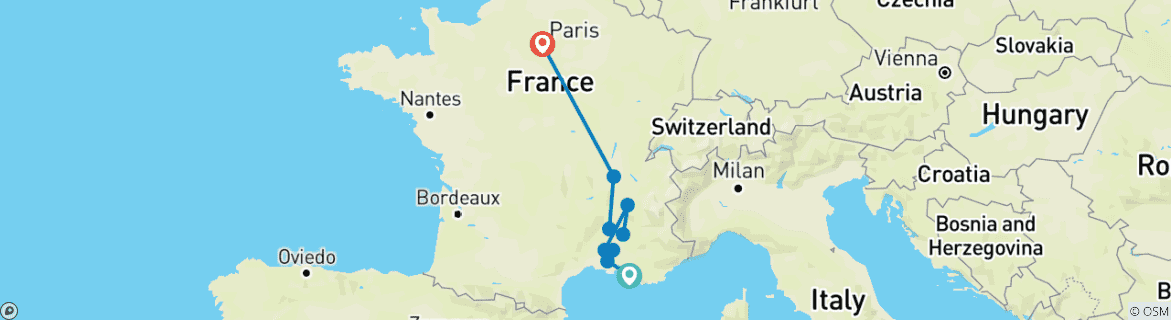 Image d'une carte montrant l'itinéraire du circuit